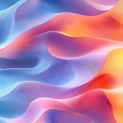 Obraz premium A vibrant abstract illustration featuring flowing waves of pastel colors, blending soft pinks, blues, and oranges to create a dreamy, fluid atmosphere.
