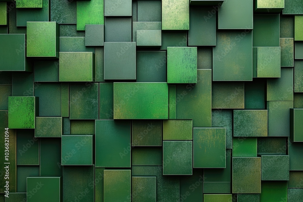 Aufkleber abstract green metallic cubes forming a geometric pattern background