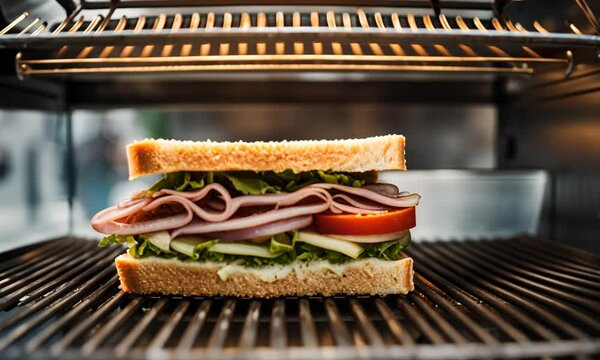 Sandwich in a sandwich maker.