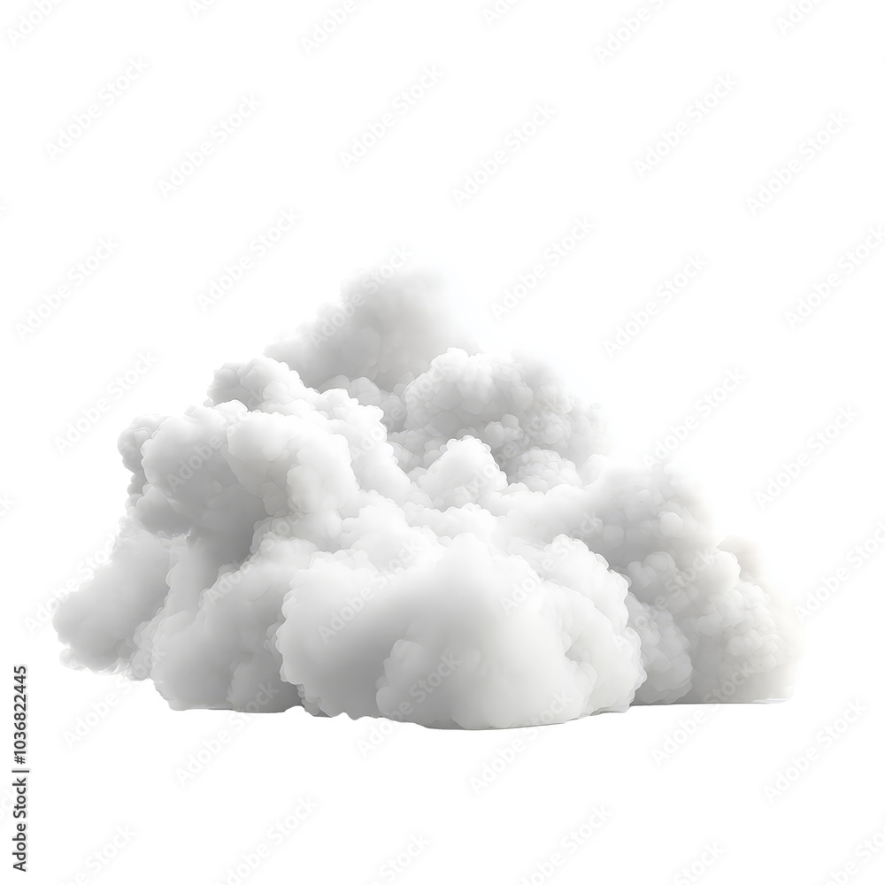 Poster isolated fluffy transparent cloud on a transparent background, showcasing soft textures and forms, 3