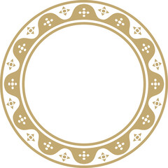 Vector golden round gothic ornament. Medieval European circle, ring, border. Classic pattern of the Germans, Angles, Saxons, Franks