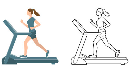 Woman Running On Treadmill.