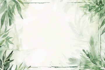 A beautiful watercolor illustration of a decorative frame adorned with lush green leaves