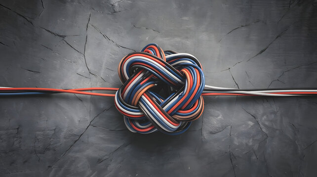A complex knot of wires, untangling into a straight line, symbolizing solving operational challenges.
