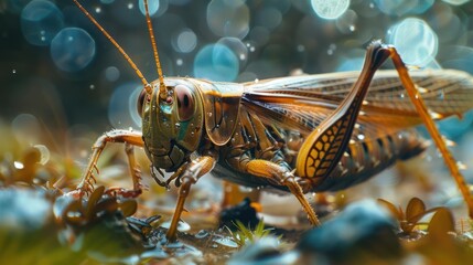 Fototapeta premium A close-up shot of an insect with vibrant colors,