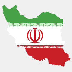 Iran map with in flag