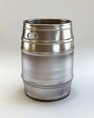Obraz premium Beer Keg. Three-Dimensional Metal Barrel on Aluminium Background