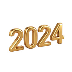 Shiny Gold Number 2024 Symbolizing New Year Celebration.
