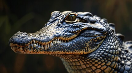 Obraz premium A large green crocodile with an open mouth displaying teeth.