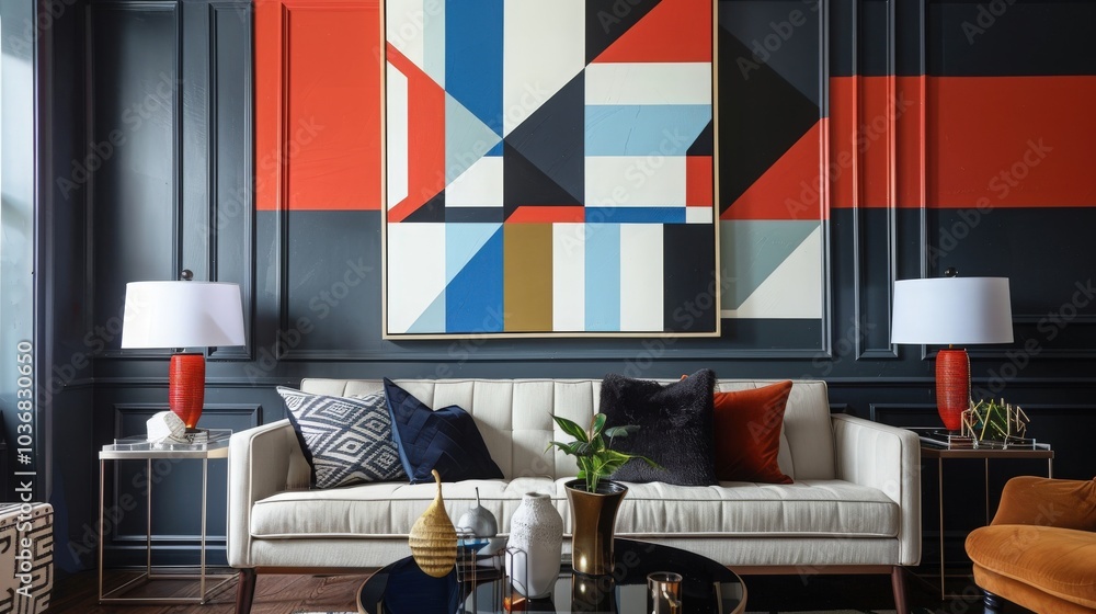 Poster transform your space with geometric wall art that combines bold patterns with striking colors