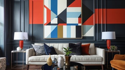 Transform your space with geometric wall art that combines bold patterns with striking colors