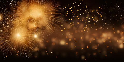Obraz premium Golden Fireworks Display with Sparkling Background