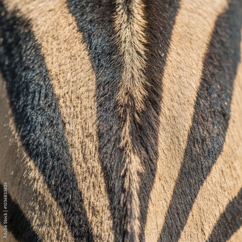 Poster close-up of a zebra's unique black and white striped coat, showcasing the intricate patterns and tex