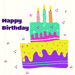 Birthday cake card for greetings or social media posts