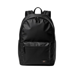 Naklejka premium Stylish Black Backpack with Padded Straps and Front Pocket.