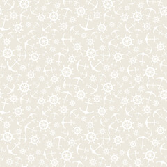 Nautical seamless pattern with ship wheels and anchors. Vector illustration