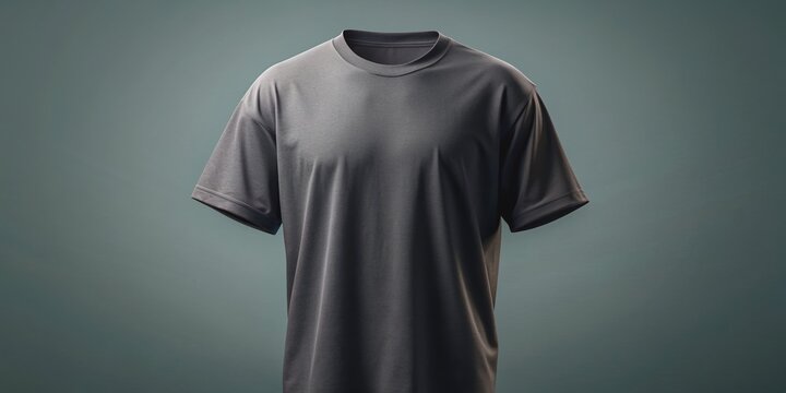 Mockup 3d de camiseta de manga curta preta e lisa, sem detalhes por&eacute;m oversized, ultra detalhada, 8k, fundo de estudio, photorealistic. Generative Ai