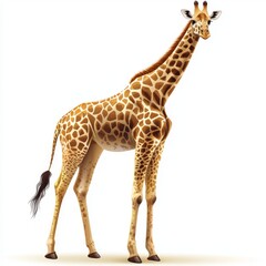 Fototapeta premium Illustration of a tall and graceful giraffe against a clean white background.