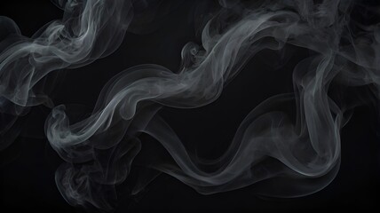 Fototapeta premium Abstract Swirling Smoke Background on Dark Black Theme - abstract smoke swirls, smoke on black background