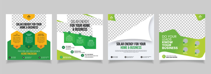 solar energy social media instagram post web banner solar power layout template