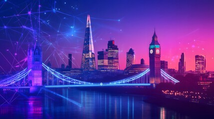 Naklejka premium Abstract technology background in London for global business concept.