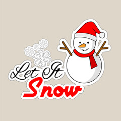 Let It Snow Snowman Christmas Sticker perfect for Christmas Gift