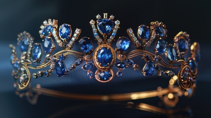 Fototapeta premium A close-up shot of a tialium piece with blue stones and gold accents, suitable for use in fashion or lifestyle contexts