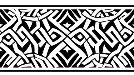 High Contrast Tribal Pattern with Jagged Shapes in Black and White