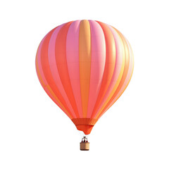 Fototapeta premium Vibrant Hot Air Balloon with Pink and Orange Stripes in Flight