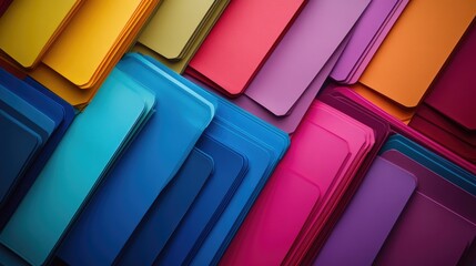 A close-up shot of a collection of vibrant folders with different designs and patterns