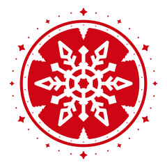 Christmas stamp design in shape of snowflake. Holiday template for Xmas handmade gifts. Vector.