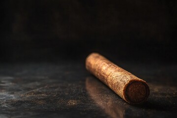 A single cigar sits on a table, ready to be enjoyed