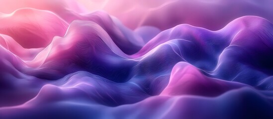 A mesmerizing abstract landscape featuring flowing waves in shades of purple and pink, creating a dreamy and ethereal atmosphere.