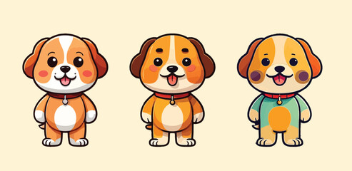 Cute Dog Standing Cartoon Vector Illustration. Animal Nature Icon Concept Isolated Flat Cartoon, high quality vector eps
