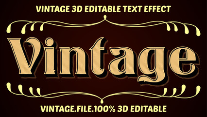 Creative 3d editable old style vintage vector the black background, text effect 