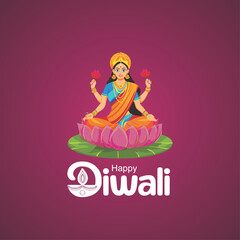 Happy Diwali celebration background. front view of banner design decorated with illuminated oil lamps on patterned red background. vector illustration