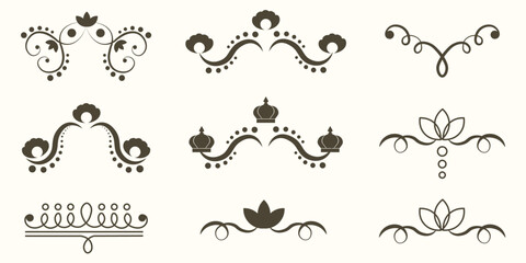 Set of Elegant swirl line Vintage Frame template design isolated white. Collection royal elegant Frames Border. Vector illustration ideal for royal invitation in retro style.