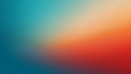 Obraz premium blurred grainy color gradient background in blue, teal, red, beige, and orange, perfect for creating eye-catching posters and banners.