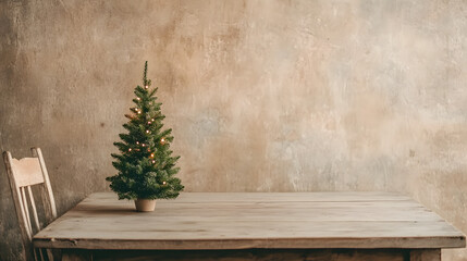 Rustic Christmas Tree Decor on Wooden Table