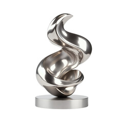 Abstract Metallic Sculpture with Smooth Curves and Swirls.