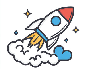Simple Vector Art of a Rocket Ship Launching for Space