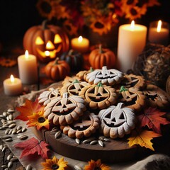 christmas still life with candle and decorations