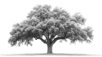 Obraz premium A detailed illustration of a large tree, showcasing its intricate branches and foliage.