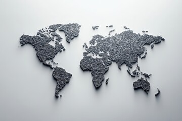 A world map made of intricate, interwoven lines, creating a unique and abstract design.