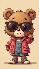 Naklejka premium cute bear doll taking selfie
