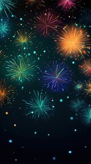 Colorful Fireworks Against Dark Background