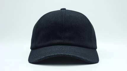 Minimalist Black Baseball Cap on Neutral Background