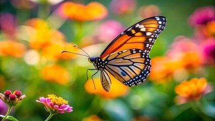 Naklejka premium flying butterfly on flower