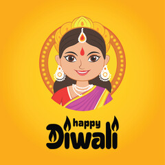 Happy Diwali celebration background. front view of banner design decorated with illuminated oil lamps on patterned red background. vector illustration