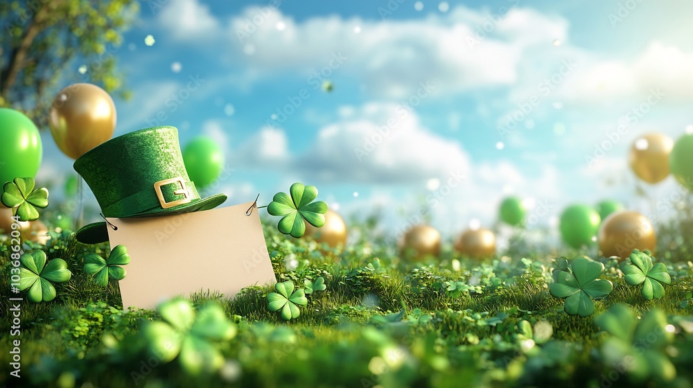 Poster enchanting setup an empty paper banner ready for greetings complemented by a stylish st patrick's da